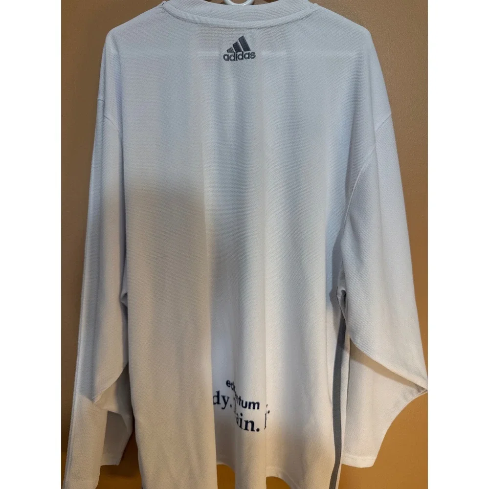 Adidas Center of Excellence Hockey Jersey Mens Medium White Long Sleeve V-Neck